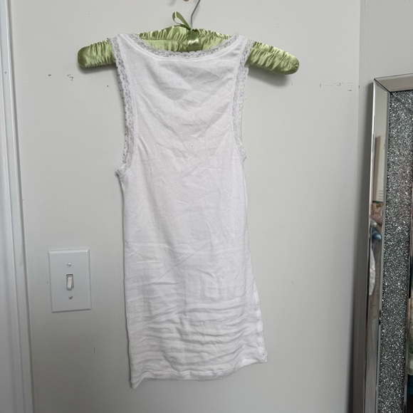 Y2K White Tank Top with Sequin Heart coquette dreamy fairy luxury S - Picture 4 of 5